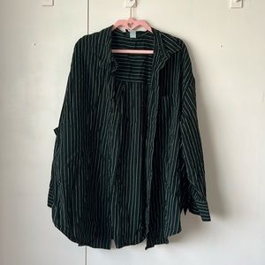 oversized black white stripe button up button down long sleeve shirt